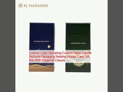 Logotipo personalizado Estampagem de papel personalizado Velas de perfume Embalagem de caixa de presente com fecho diagonal