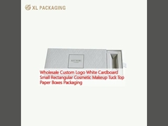Grátis Logotipo personalizado Cartão branco Pequena maquiagem cosmética retangular Tuck Top Caixas de papel Embalagem