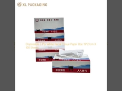 Caixa de papel de tecido facial descartável de 3 plumas, branco 19*21cm X 100 folhas