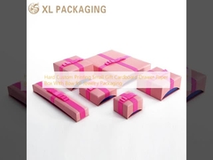 Impressão à medida de papel de caixote de papel de papelão pequeno de papelão de presente com arco para embalagem de jóias