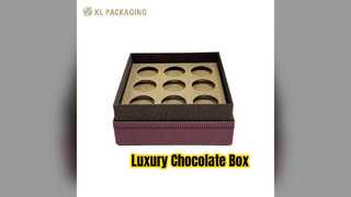 Embalagem de presente roxa de caixa de chocolate luxuosa