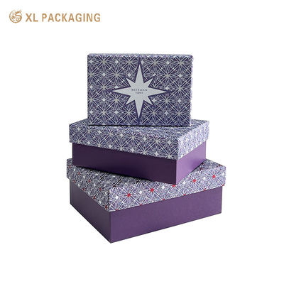 comprar Caixa de Presente Rígida Feita à Mão com Padrão de Estrela Personalizado e Base Roxa Fosca para Embalagem de Óleo Essencial e Skincare Fabricação em linha