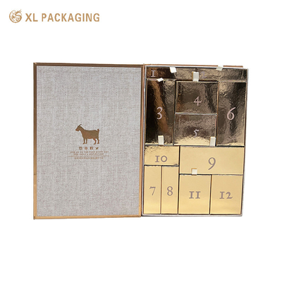 comprar Embalagem XL Caixa de Presente Personalizada Embalagem Personalizar Calendário do Advento Caixa de Cuidados com a Pele 12 Gavetas Creme Batom Perfume Cosméticos Calendário do Advento Caixa de Presente Papelão Fabricação em linha