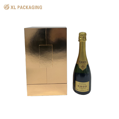 comprar Caixa de embalagem de vinho de papel brilhante de ouro, de duas portas, com ímã de vodka, caixa de embalagem de uísque online manufacture