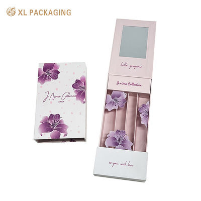comprar Caixa de presente de batom personalizada com inserção de espelho em quatro compartimentos e impressão floral de brilho de ouro Fabricação em linha