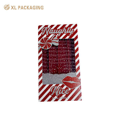 comprar Caixa-presente personalizável de gaveta de slide vermelho brilhante com janela de visualização de PVC transparente e cartão rígido grosso para embalagens de batom Fabricação em linha