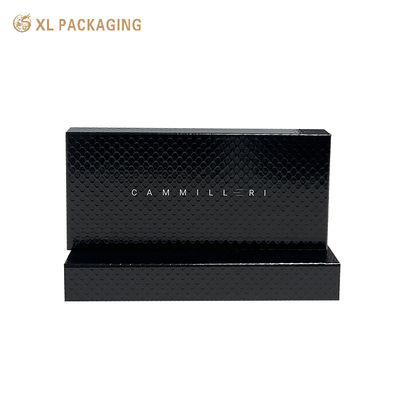 comprar Caixa de embalagem de presente preta com tampa e base de laminação brilhante com desembocadura para jóias Fabricação em linha