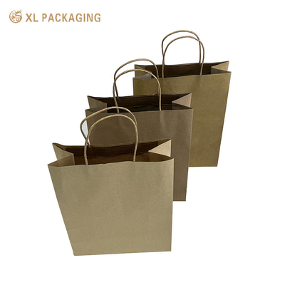 comprar Logotipo personalizado Bolsas de compras Kraft recicladas Estilo boutique Design fácil de transportar Material sustentável Perfeito para compras diárias Embalagens de presentes Marcas ecologicamente conscientes online manufacture
