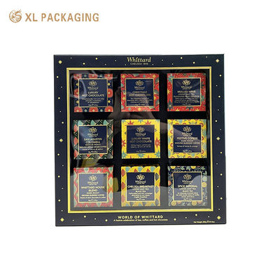 comprar Caixas de presente de papel personalizado de luxo com janela de PVC e inserção de flocos para chá de sabão Fabricação em linha