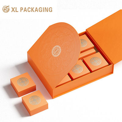 comprar Caixa de chocolate de luxo de porta dupla magnética personalizada com 7 caixas pequenas internas e estampagem a quente em relevo laranja Fabricação em linha