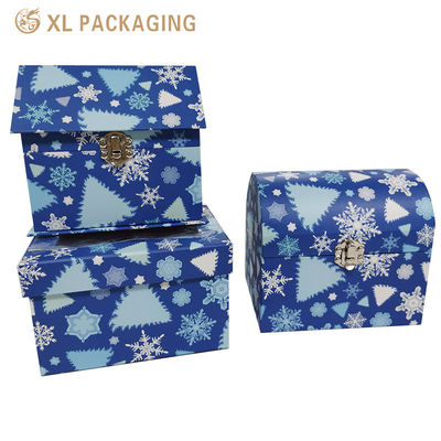 comprar Caixa de Presente Rígida Personalizada para Festas com Fecho de Metal Vintage e Estampa de Natal de Inverno Fabricação em linha