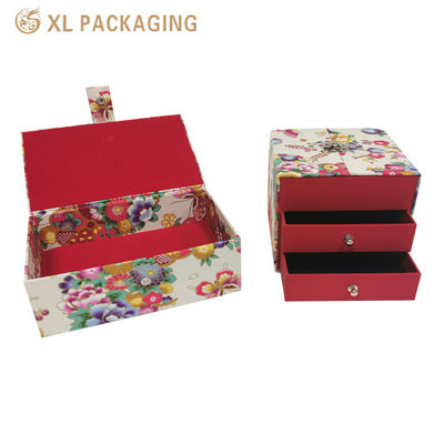 comprar Caixa-presente de gaveta magnética de veludo com tecido floral japonês para armazenamento de jóias personalizadas Fabricação em linha