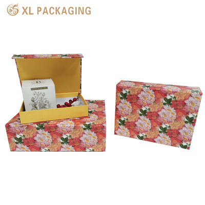 comprar Caixa de presente de fechamento magnético de papelão ecológico com impressão floral vibrante e interior revestido de tecido macio Fabricação em linha