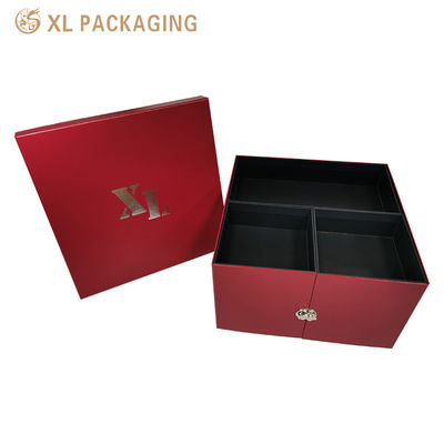 comprar Caixa-presente rígida personalizada com mecanismo de porta dupla giratório a 360 ° e quatro compartimentos independentes para embalagens de luxo Fabricação em linha