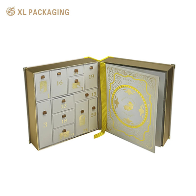 comprar Luxury Skin Care Calendar Box Classic Design de livro de colecionador com logotipo de folha de ouro para o Natal online manufacture