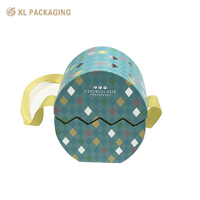 comprar Caixa de presente de chocolate de ovos de Páscoa feita à mão Logotipo de prata em relevo personalizado com caixa de embalagem de decoração de fita Fabricação em linha