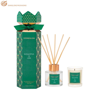 comprar Caixa de perfumes de papel kraft ecológica de 350g com logotipo de estampagem a quente e acessórios de fita verde online manufacture