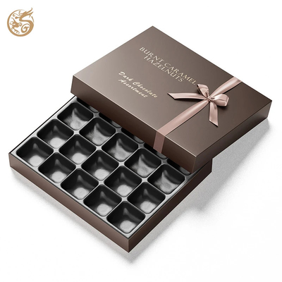 comprar Caixa de papel de chocolate impressa sob medida Bolinhos de bolinhos Biscoito Macarrão Embalagem Coberta Marrom E Caixa Base com fita online manufacture