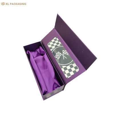 comprar Caixa de presente magnética em forma de livro, caixa de janela de papel perolado roxo para embalagem de ornamento de rosa de metal Fabricação em linha