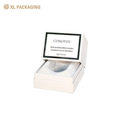 comprar Caixa de presente cosmética de luxo personalizada com design de tampa flip estilo livro e papel especial branco fosco premium com forro de espuma EVA moldado personalizado Fabricação em linha
