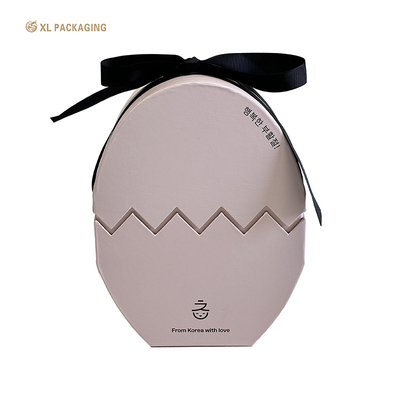 comprar Embalagens XL Caixas de Luxo Personalizadas Rosa Chique em Forma de Ovo para Chocolate, Embalagens de Papel para Presentes de Páscoa com Fita Fabricação em linha