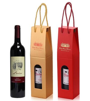 comprar Caixa de presente de vinho corrugada personalizada Display de janela Embalagem portátil de papel Kraft resistente Fabricação em linha