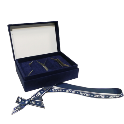 comprar Luxury Blue Velvet Gift Box Ribbon Bow Custom Logo Foil Stamping For Jewelry Fabricação em linha
