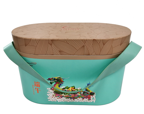 comprar Caixa-presente de balde de forma oval personalizada embalagem de biscoitos de chá de sobremesa premium com alça Fabricação em linha