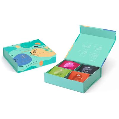 comprar Caixa de Presente Magnética Personalizada para Chá com Quatro Cavidades e Gravação em Relevo Dourado com Divisória de Papel Fabricação em linha
