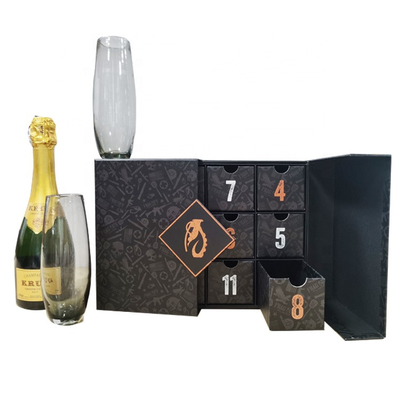 XL Embalagem Embalagem personalizada Caixa de fábrica 12 dias de vinho Caixa de calendário de advento Caixa de presente de Natal embalada em branco