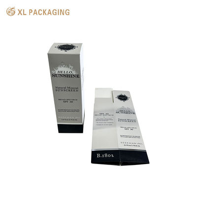 Caixa de embalagem cosmética de estrutura plana dobrável com papelão branco premium e impressão retrô monocromática para óleos essenciais