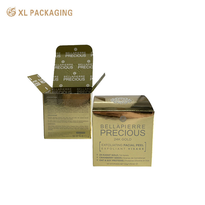 Caixa de papel de cartão de ouro Caixa de cartão dobrável Caixa de vidro de embalagem de creme de olhos Caixa de cartão de papel de cuidados com a pele Caixa de cartão