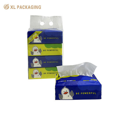 Custom 4-Pack portátil portátil de madeira virgem Pulpa de papel facial macio tecido com cartão animado IP embalagem