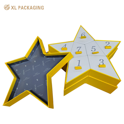 Fábrica de Caixas de Embalagem Personalizadas XL Embalagem Forma de Estrela Calendário do Advento de Papel de 7 Dias Caixa de Embalagem para Biscoitos Doces