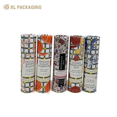 Eco-friendly Full-Color Custom Printed Round Paper Lip Balm Tube com processo de rolagem de precisão