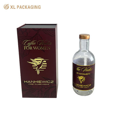Caixa de presente magnética personalizada para vinho com inserção de EVA e folha de ouro