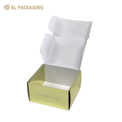 Caixas de correio corrugadas de luxo de ouro cosmético, correio corrugado hexagonal em relevo personalizado para produtos de beleza