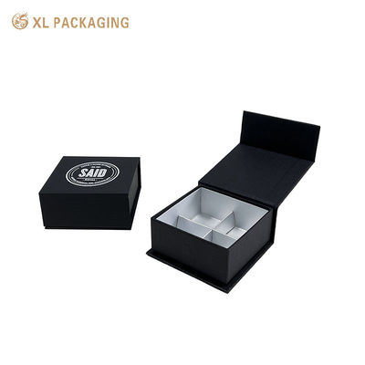 4-Piece Set Black Magnetic Chocolate Boxes Premium Paper Gift Packaging With Gold Foil Accents Rigid Structure Velvet Lining Ideal para Chocolates Gourmet Presentes de Natal