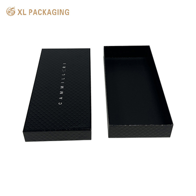 XL Embalagem Caixa de embalagem personalizada Fábrica de embalagens personalizadas Impressão de vestuário Caixas de embalagem de papel preto Caixa de embalagem de presente de papelão Caixa de presente com tampa e base de laminação brilhante