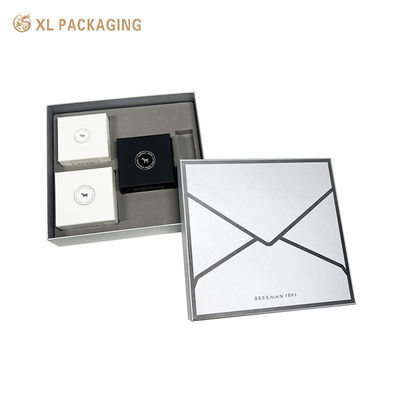 Caixa-presente rígida de luxo personalizada de cima e de baixo com inserção de veludo para conjuntos de cuidados pessoais com a pele