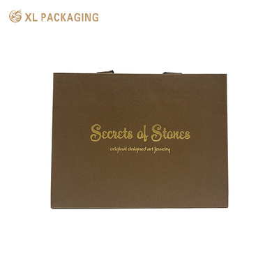 Logotipo personalizado Impresso Regalo Artesanato Saco de papel de compras com alças Faixa marrom