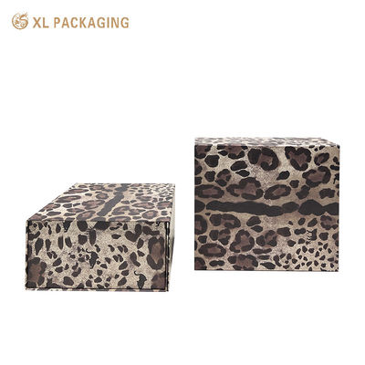 Caixa de Presente Rígida Dobrável de Luxo com Fecho Magnético Oculto e Design de Estampa de Leopardo da Moda