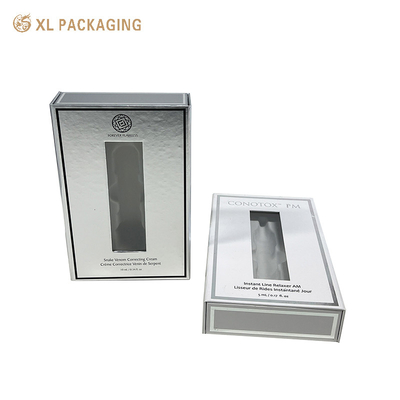Magnet Silver Luxury Cosmetic Paper Box Fragrance Perfume Box Com Janela