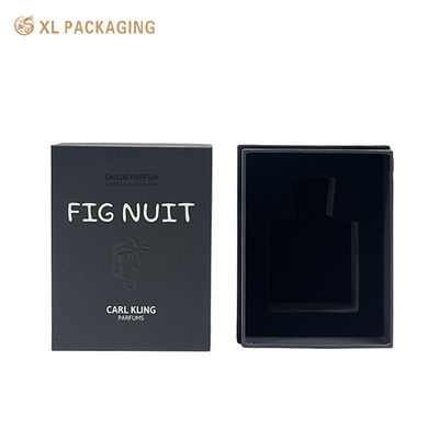 Caixa de Perfume Preta Personalizada de 3 Peças com Logotipo em Foil Preto Embutido e Inserção de EVA com Veludo