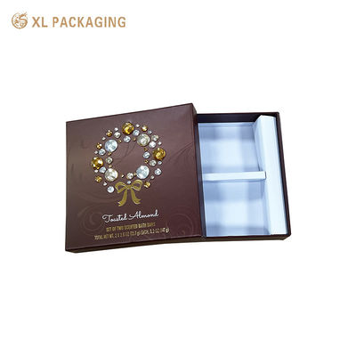 Caixa de presente rígida marrom luxuosa do sabão com carimbo da folha de ouro da inserção do papel do cartão 350gsm e laminação matte