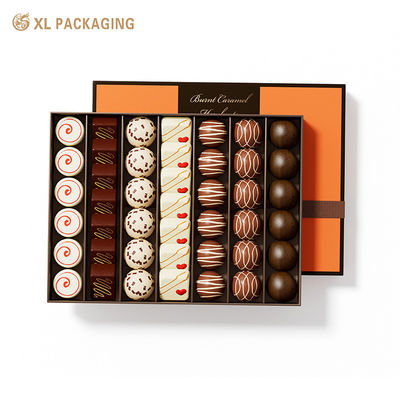 Caixa de Presente de Chocolate de Luxo com Divisória Vertical Multicompartimento em EVA e Design Retro de Cor Contrastante em Cartão Rígido Espesso