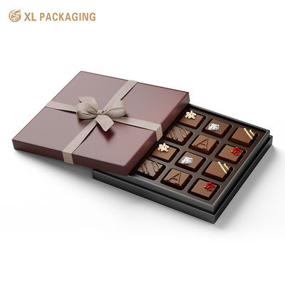 Caixinha de papel de chocolate personalizada com fita de lenha desmontável e design de luxo de dois tons.