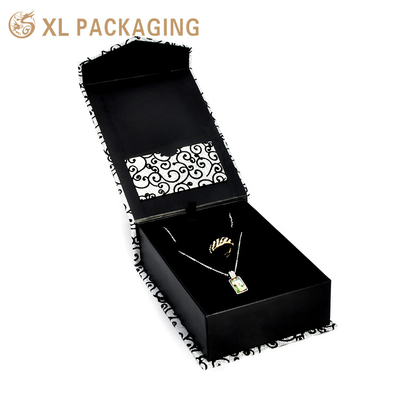 Embalagem XL Caixa de presente personalizada Embalagem de tamanho personalizado Aceitação Caixa de jóias de papel de cor preta Caixa de jóias de papel magnético Caixa de jóias de presente Ambalagem de caixa de jóias ecológica