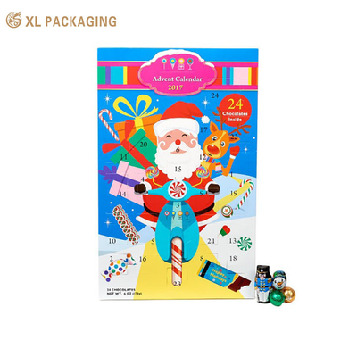 Design personalizado Natal Cosmético Calendário de Advento Caixa Calendário de 24 Dias Embalagem de papel Bolinhos de chocolate Caixa de presente de doces