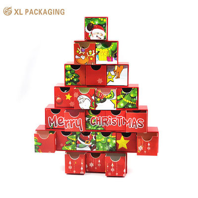 XL Embalagem Custom Luxury Boxes Luxury Custom Natal Misterio Papel Regalo Calendário de Advento Caixa Surpresa Cosmética Misterio Caixas Com Jolly embalagem